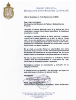 Monseñor Diego Monroy, Carta Referencia